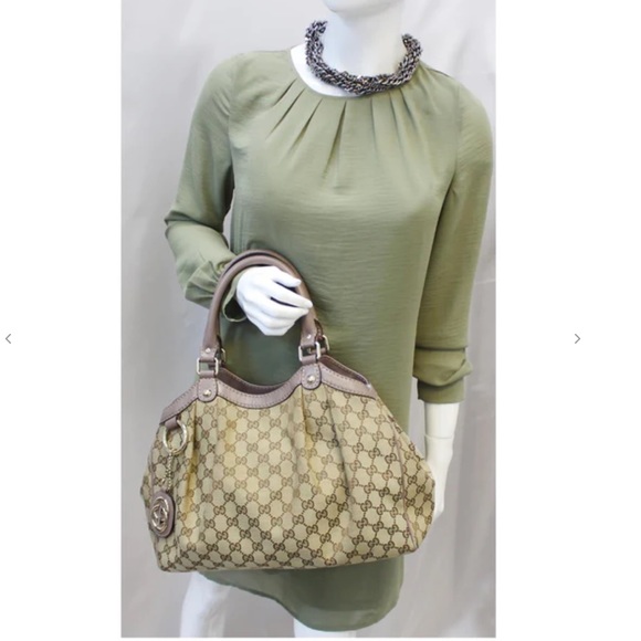 Vintage Authentic Larger GUCCI SUKEY Bag with lavender / purple trim RARE - Picture 2 of 16